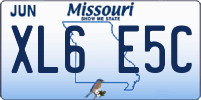 MO license plate XL6E5C