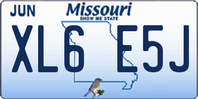 MO license plate XL6E5J