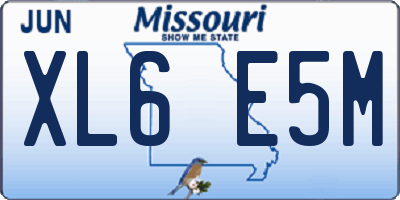 MO license plate XL6E5M