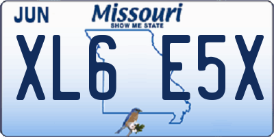 MO license plate XL6E5X