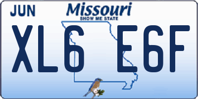 MO license plate XL6E6F