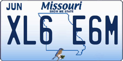 MO license plate XL6E6M
