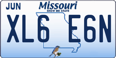 MO license plate XL6E6N
