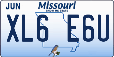 MO license plate XL6E6U