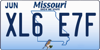MO license plate XL6E7F