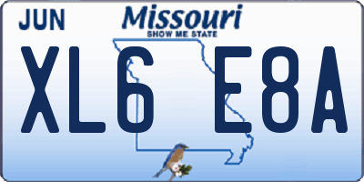 MO license plate XL6E8A
