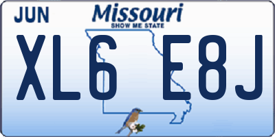 MO license plate XL6E8J