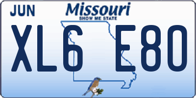 MO license plate XL6E8O