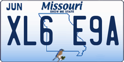 MO license plate XL6E9A