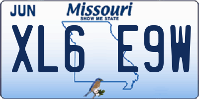 MO license plate XL6E9W