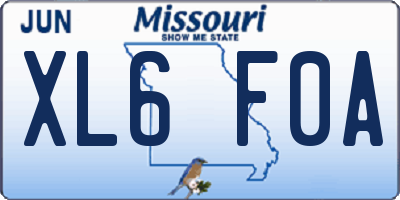 MO license plate XL6F0A