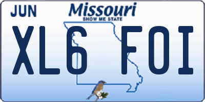 MO license plate XL6F0I