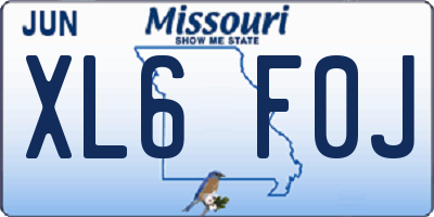 MO license plate XL6F0J