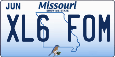 MO license plate XL6F0M