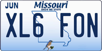 MO license plate XL6F0N