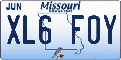 MO license plate XL6F0Y