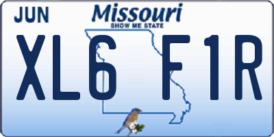 MO license plate XL6F1R