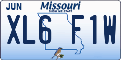MO license plate XL6F1W