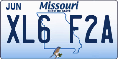 MO license plate XL6F2A