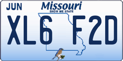MO license plate XL6F2D