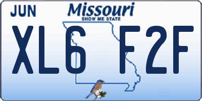 MO license plate XL6F2F