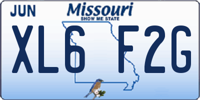 MO license plate XL6F2G