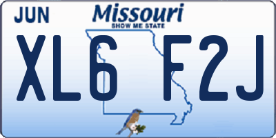 MO license plate XL6F2J