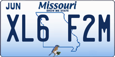 MO license plate XL6F2M