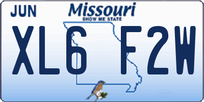 MO license plate XL6F2W