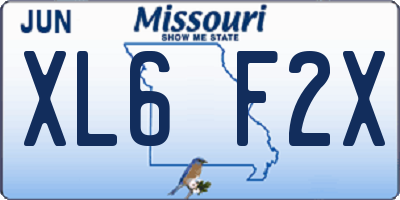 MO license plate XL6F2X