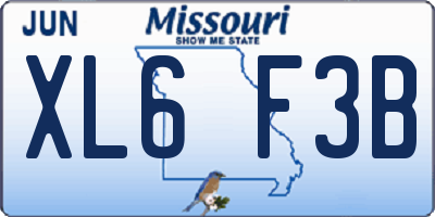 MO license plate XL6F3B