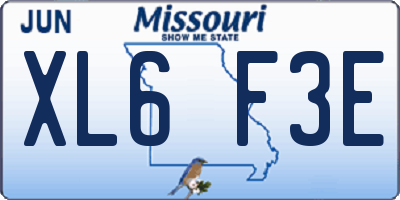 MO license plate XL6F3E