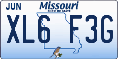 MO license plate XL6F3G
