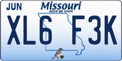 MO license plate XL6F3K