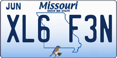 MO license plate XL6F3N