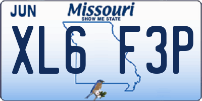 MO license plate XL6F3P