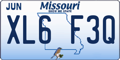 MO license plate XL6F3Q