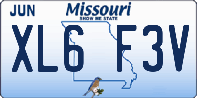 MO license plate XL6F3V