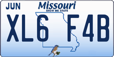 MO license plate XL6F4B