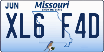 MO license plate XL6F4D