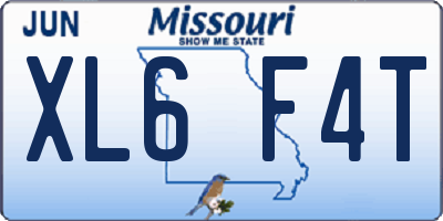 MO license plate XL6F4T