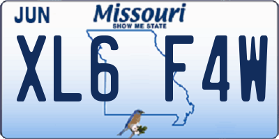 MO license plate XL6F4W