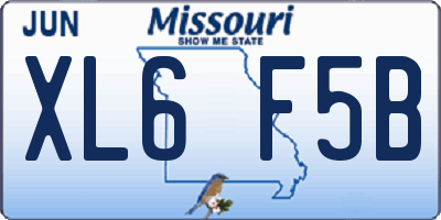 MO license plate XL6F5B