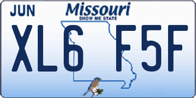 MO license plate XL6F5F