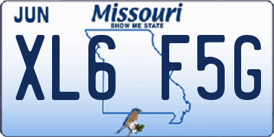 MO license plate XL6F5G