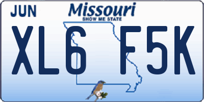 MO license plate XL6F5K