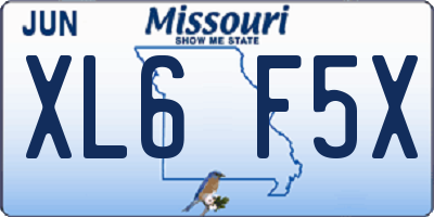 MO license plate XL6F5X