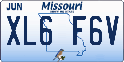 MO license plate XL6F6V