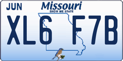 MO license plate XL6F7B