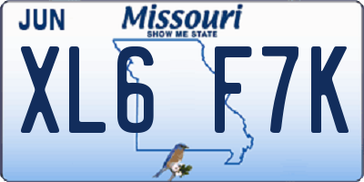 MO license plate XL6F7K
